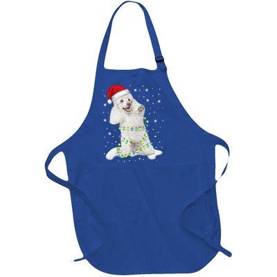 Poodle Santa Christmas Tree Lights Xmas Gift Full-Length Apron With Pockets