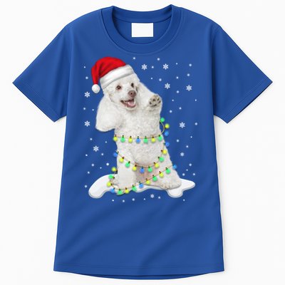 Poodle Santa Christmas Tree Lights Xmas Gift Tall T-Shirt