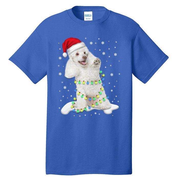 Poodle Santa Christmas Tree Lights Xmas Gift Tall T-Shirt