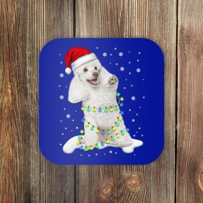 Poodle Santa Christmas Tree Lights Xmas Gift Coaster