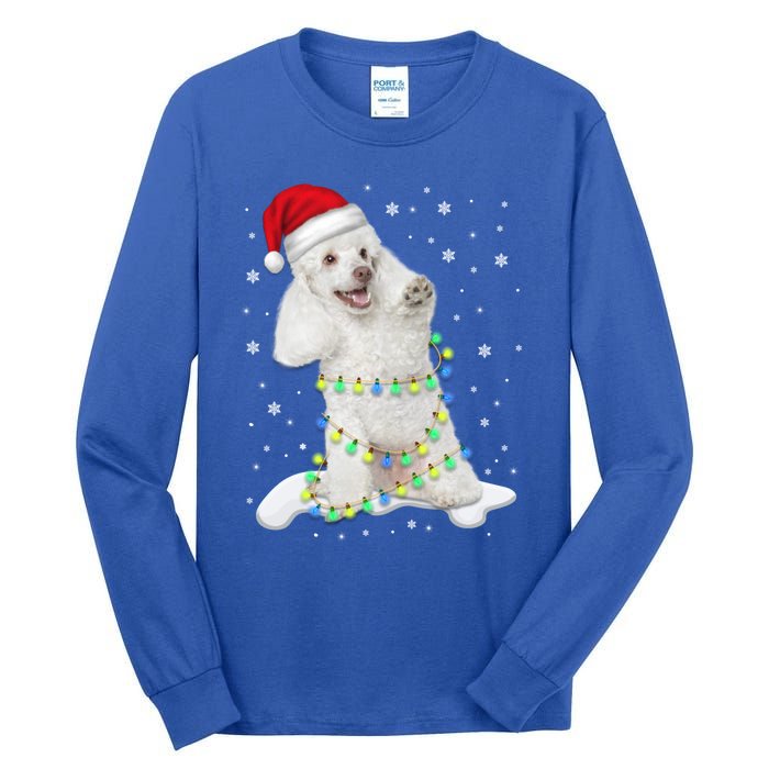 Poodle Santa Christmas Tree Lights Xmas Gift Tall Long Sleeve T-Shirt