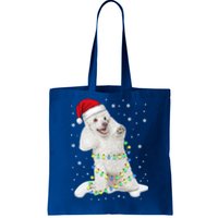 Poodle Santa Christmas Tree Lights Xmas Gift Tote Bag