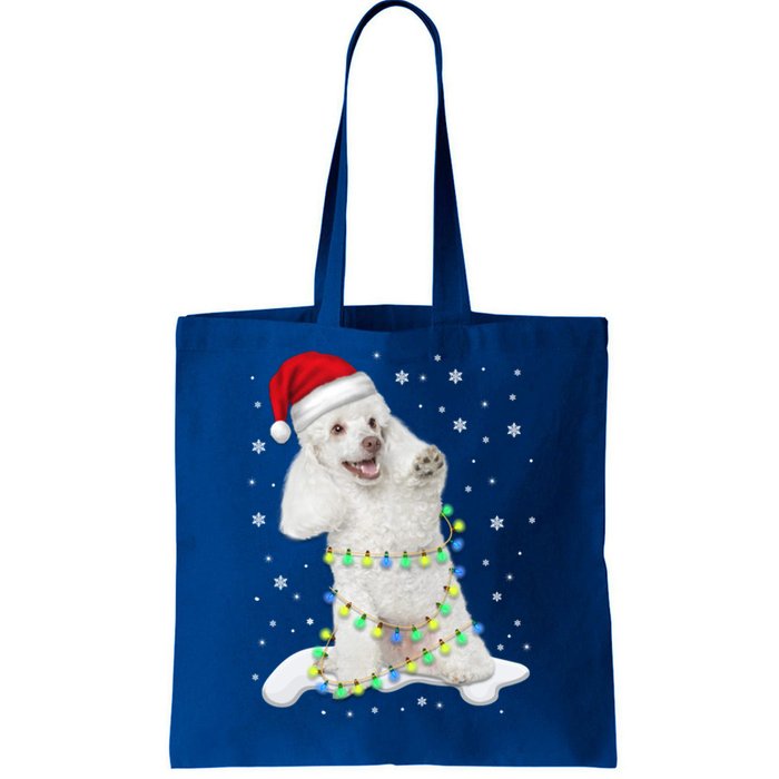 Poodle Santa Christmas Tree Lights Xmas Gift Tote Bag