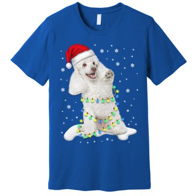 Poodle Santa Christmas Tree Lights Xmas Gift Premium T-Shirt