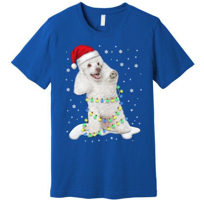 Poodle Santa Christmas Tree Lights Xmas Gift Premium T-Shirt