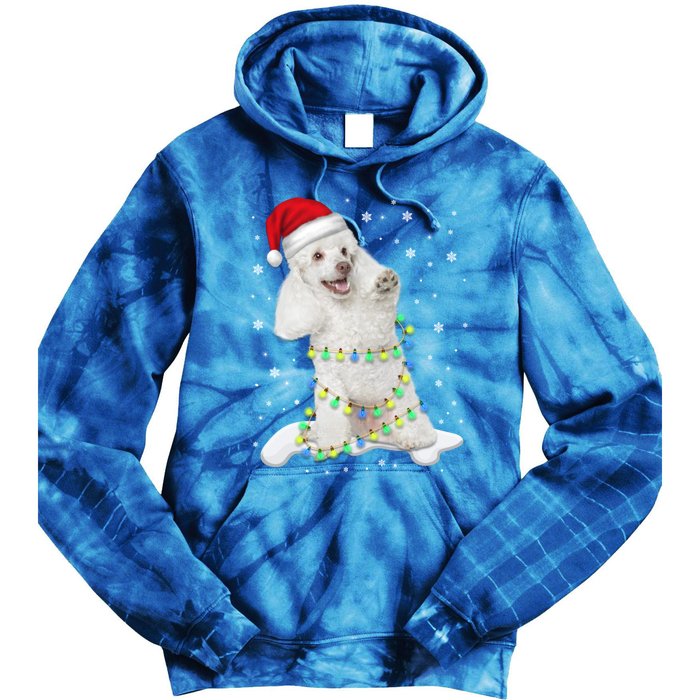 Poodle Santa Christmas Tree Lights Xmas Gift Tie Dye Hoodie