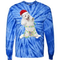 Poodle Santa Christmas Tree Lights Xmas Gift Tie-Dye Long Sleeve Shirt