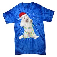 Poodle Santa Christmas Tree Lights Xmas Gift Tie-Dye T-Shirt