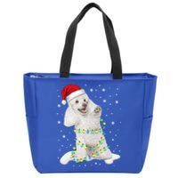 Poodle Santa Christmas Tree Lights Xmas Gift Zip Tote Bag