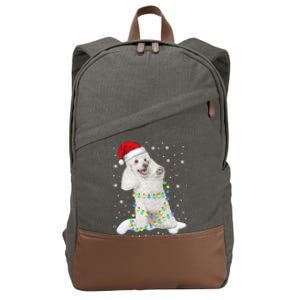 Poodle Santa Christmas Tree Lights Xmas Gift Cotton Canvas Backpack