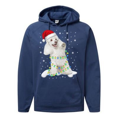 Poodle Santa Christmas Tree Lights Xmas Gift Performance Fleece Hoodie