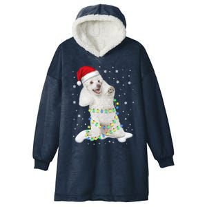 Poodle Santa Christmas Tree Lights Xmas Gift Hooded Wearable Blanket