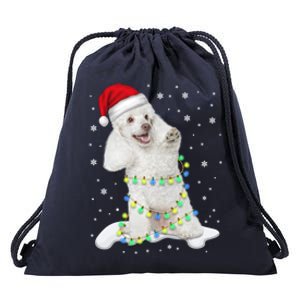 Poodle Santa Christmas Tree Lights Xmas Gift Drawstring Bag