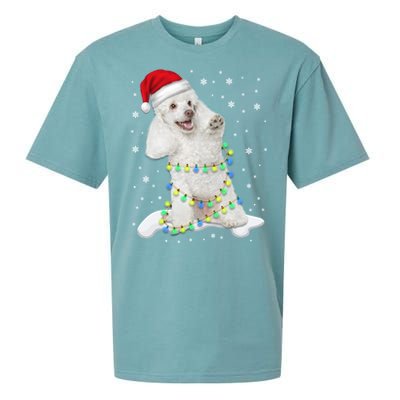 Poodle Santa Christmas Tree Lights Xmas Gift Sueded Cloud Jersey T-Shirt