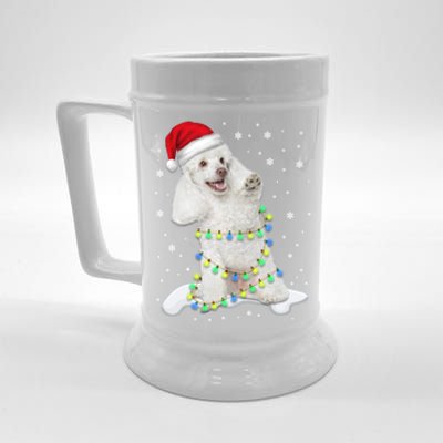 Poodle Santa Christmas Tree Lights Xmas Gift Beer Stein