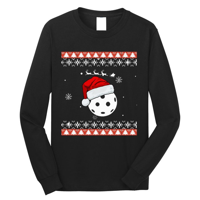 Pickleball Sports Christmas Santa Sleigh Ugly  Long Sleeve Shirt