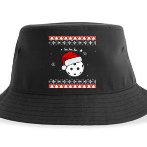 Pickleball Sports Christmas Santa Sleigh Ugly  Sustainable Bucket Hat