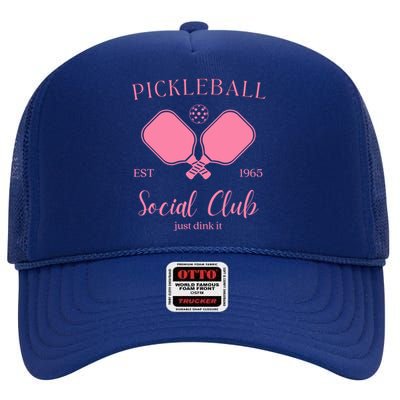 Pickleball Social Club Just Dink It Cute Pickleball Lover Gift High Crown Mesh Back Trucker Hat