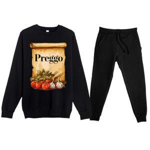 Preggo Sauce Cute And Funny Pregnancy Announcement Premium Crewneck Sweatsuit Set