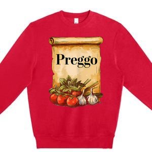 Preggo Sauce Cute And Funny Pregnancy Announcement Premium Crewneck Sweatshirt