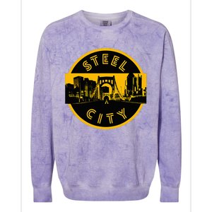 Pittsburgh Steel City Retro Skyline Bridge Pride Colorblast Crewneck Sweatshirt