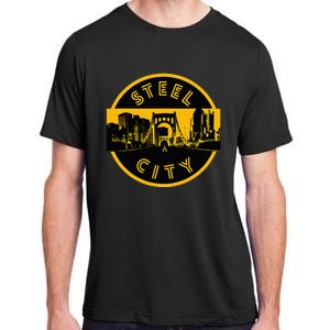 Pittsburgh Steel City Retro Skyline Bridge Pride Adult ChromaSoft Performance T-Shirt