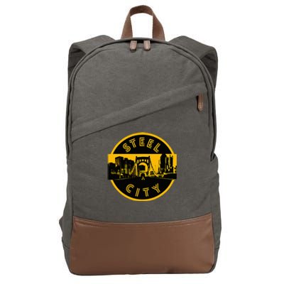 Pittsburgh Steel City Retro Skyline Bridge Pride Cotton Canvas Backpack