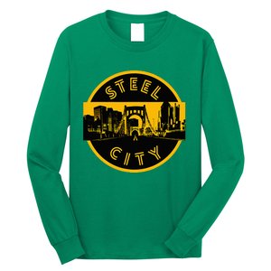 Pittsburgh Steel City Retro Skyline Bridge Pride Long Sleeve Shirt