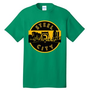 Pittsburgh Steel City Retro Skyline Bridge Pride Tall T-Shirt