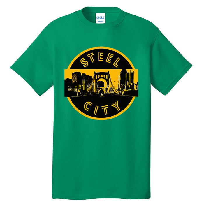 Pittsburgh Steel City Retro Skyline Bridge Pride Tall T-Shirt