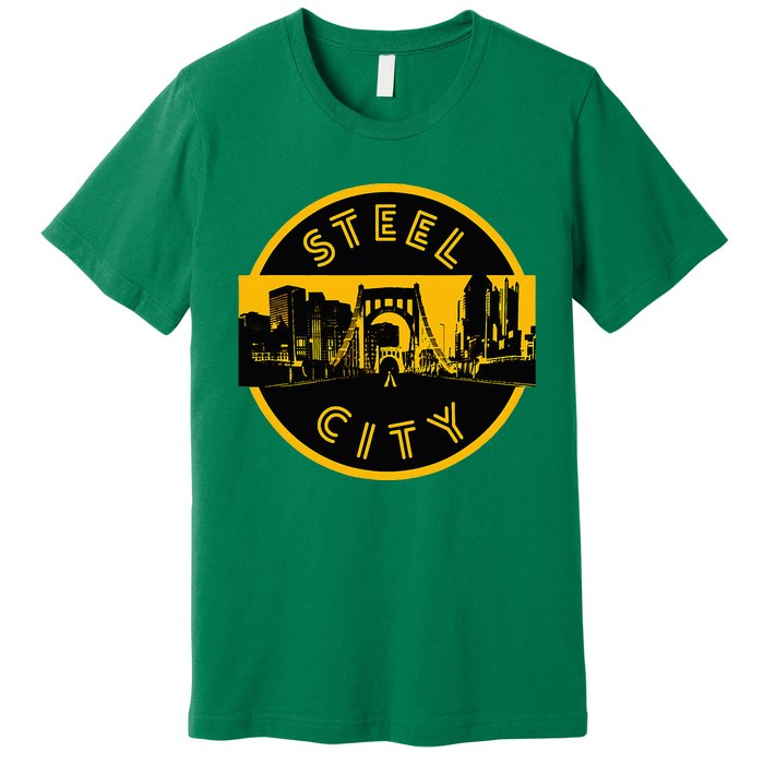 Pittsburgh Steel City Retro Skyline Bridge Pride Premium T-Shirt