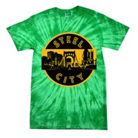 Pittsburgh Steel City Retro Skyline Bridge Pride Tie-Dye T-Shirt