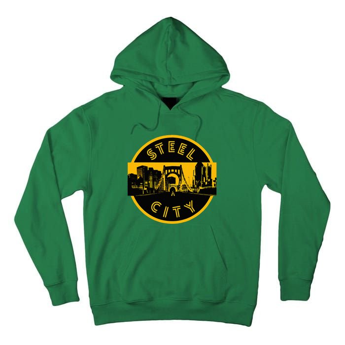 Pittsburgh Steel City Retro Skyline Bridge Pride Tall Hoodie