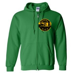 Pittsburgh Steel City Retro Skyline Bridge Pride Full Zip Hoodie