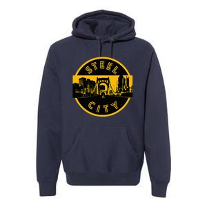 Pittsburgh Steel City Retro Skyline Bridge Pride Premium Hoodie