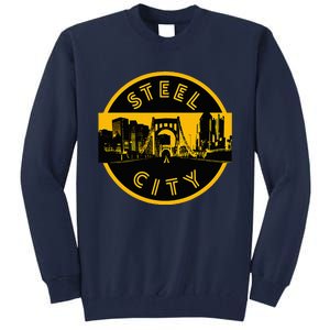 Pittsburgh Steel City Retro Skyline Bridge Pride Tall Sweatshirt