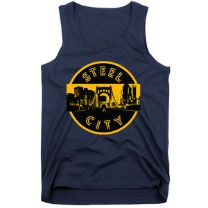 Pittsburgh Steel City Retro Skyline Bridge Pride Tank Top