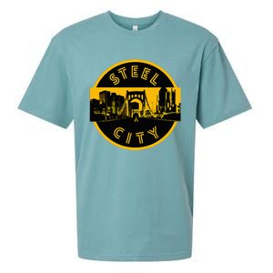 Pittsburgh Steel City Retro Skyline Bridge Pride Sueded Cloud Jersey T-Shirt