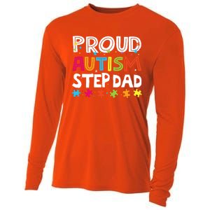 Proud Step Dad Autism Awareness Meaningful Gift Cooling Performance Long Sleeve Crew