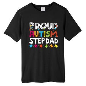 Proud Step Dad Autism Awareness Meaningful Gift Tall Fusion ChromaSoft Performance T-Shirt