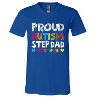 Proud Step Dad Autism Awareness Meaningful Gift V-Neck T-Shirt