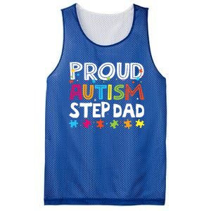 Proud Step Dad Autism Awareness Meaningful Gift Mesh Reversible Basketball Jersey Tank