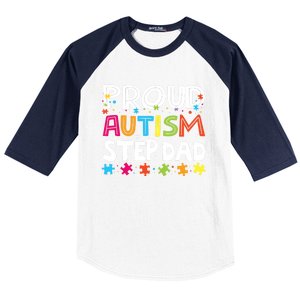 Proud Step Dad Autism Awareness Meaningful Gift Baseball Sleeve Shirt