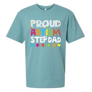 Proud Step Dad Autism Awareness Meaningful Gift Sueded Cloud Jersey T-Shirt