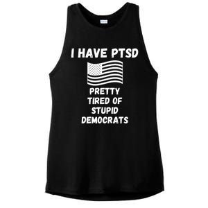 PTSD Stupid Democrats Funny Ladies PosiCharge Tri-Blend Wicking Tank