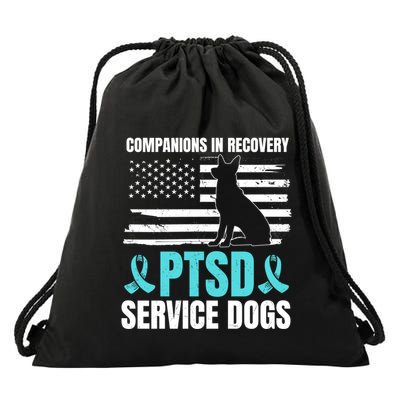 Ptsd Service Dog American Flag Ptsd Us Veterans Gift Drawstring Bag