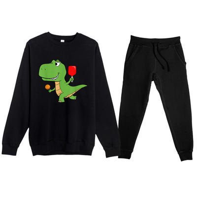 Pickleball Saurus Dino Paddleball Player Pickleball Premium Crewneck Sweatsuit Set