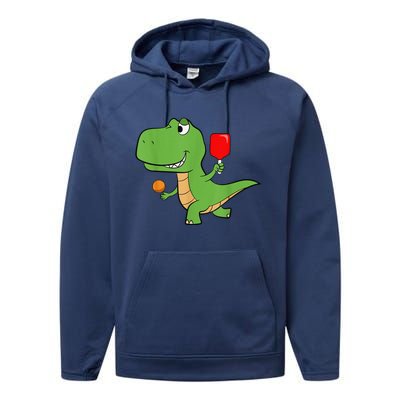 Pickleball Saurus Dino Paddleball Player Pickleball Performance Fleece Hoodie