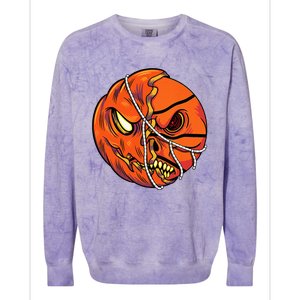 Pumpkin Skull Design Halloween Hooper Basketball Player Colorblast Crewneck Sweatshirt