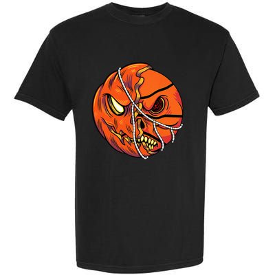 Pumpkin Skull Design Halloween Hooper Basketball Player Garment-Dyed Heavyweight T-Shirt